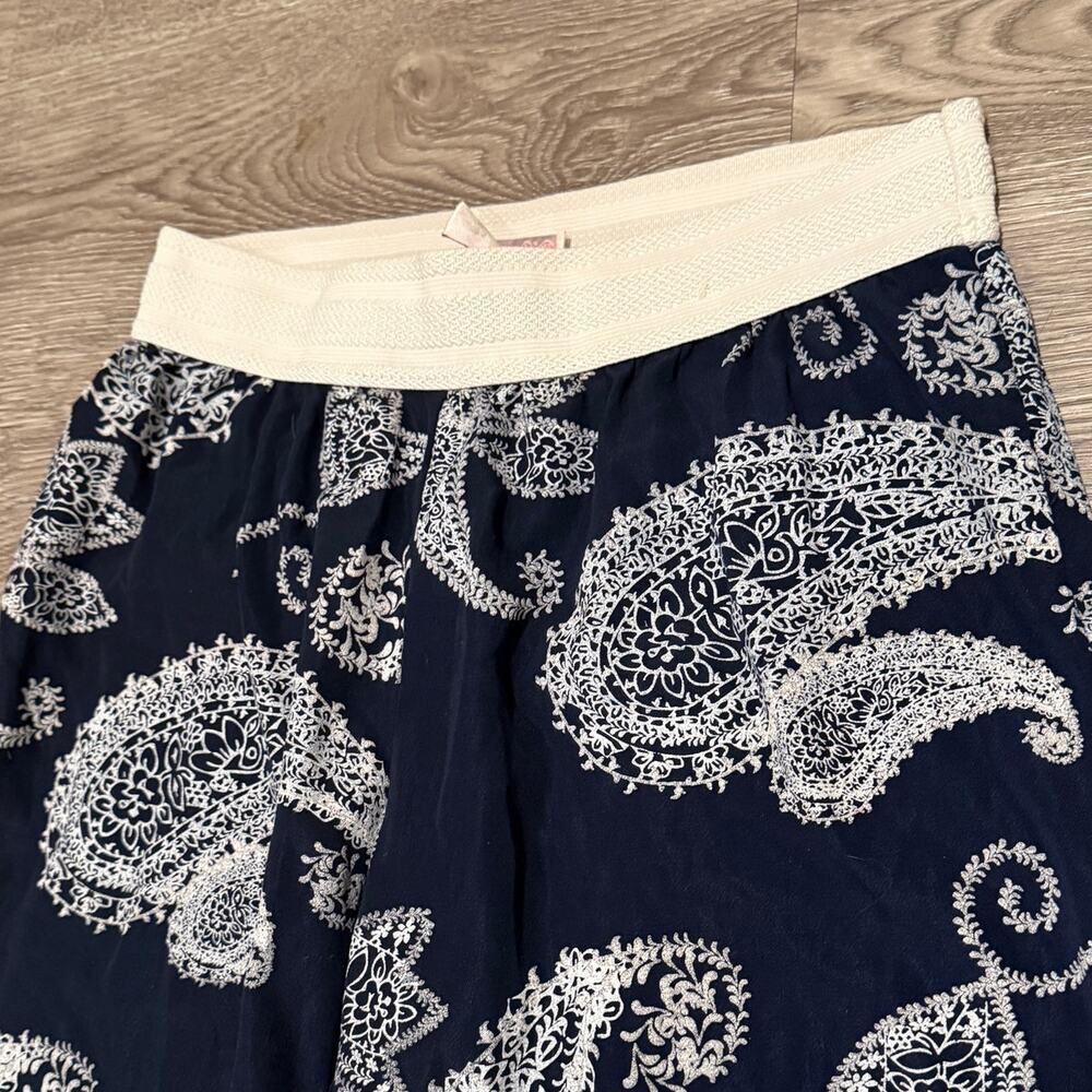 Metro Wear Paisley Wide Leg Pants Blue White Boho M 31" Inseam Vacation Resort - Picture 3 of 7
